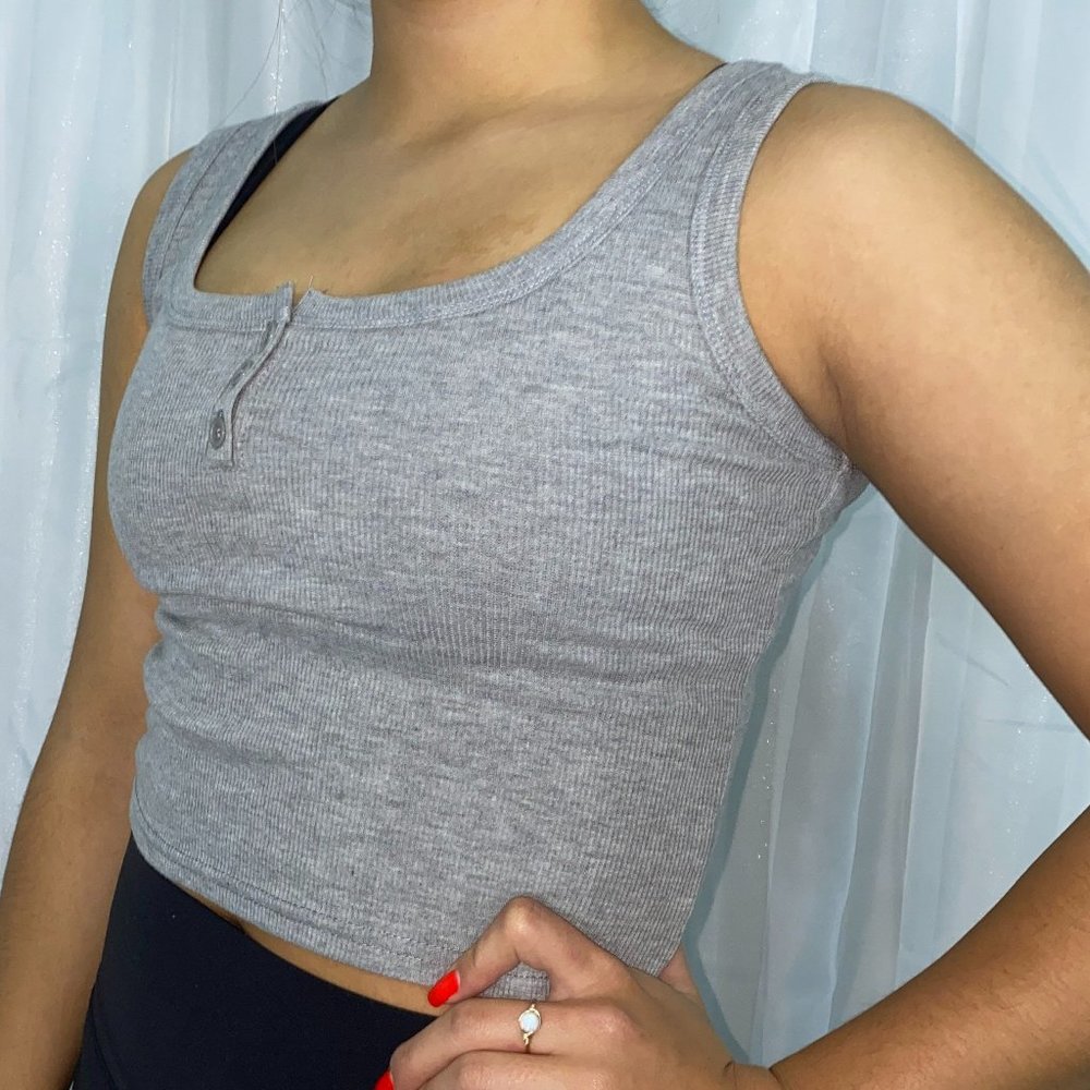 Grey Cropped Tank Top
